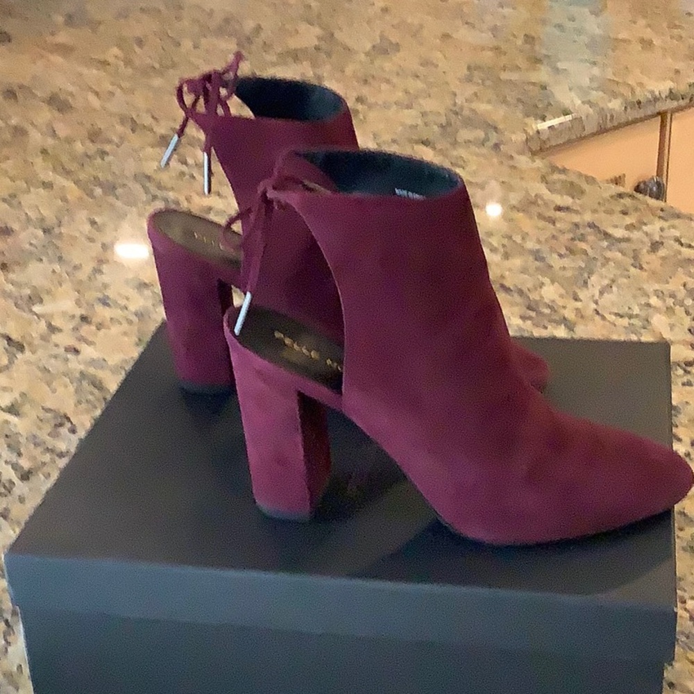 Dark Cherry Pelle Moda Suede Bootie Size 8.5